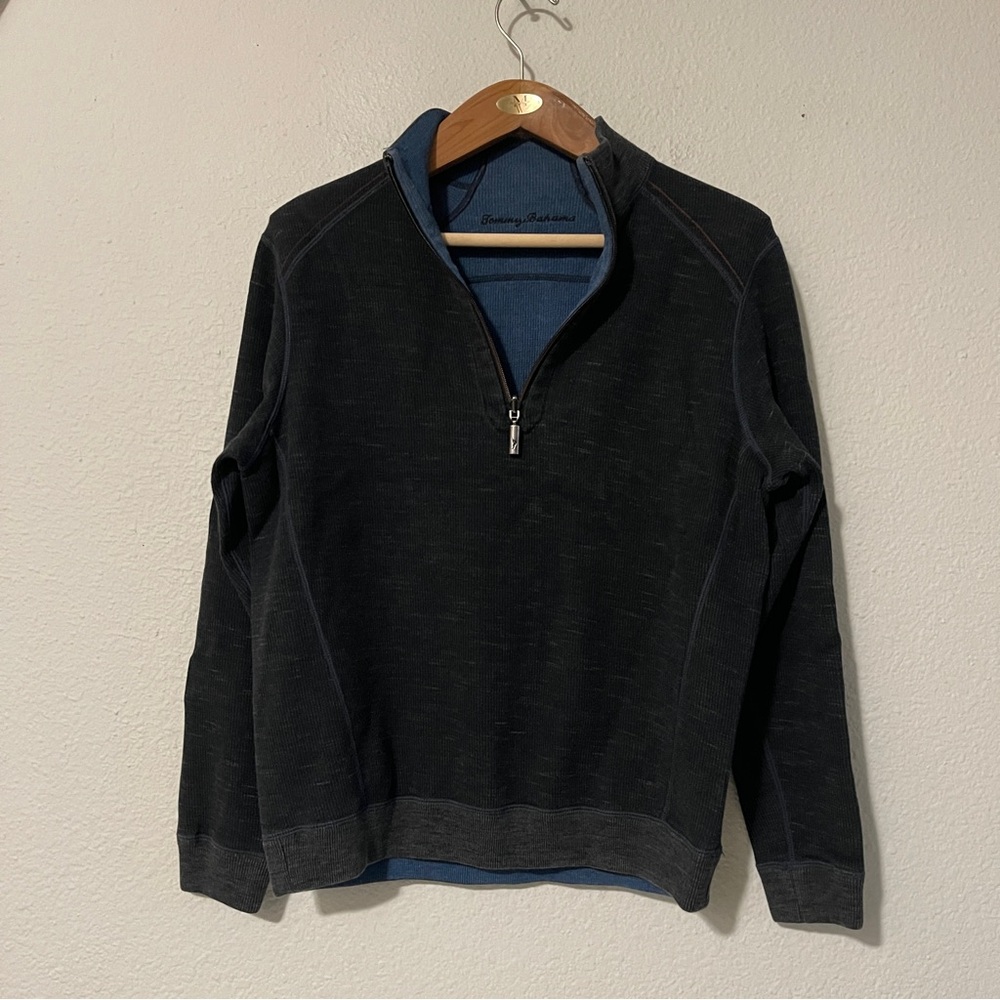Tommy Bahama Cotton 1/4 Zip Reversible Pullover Sweater